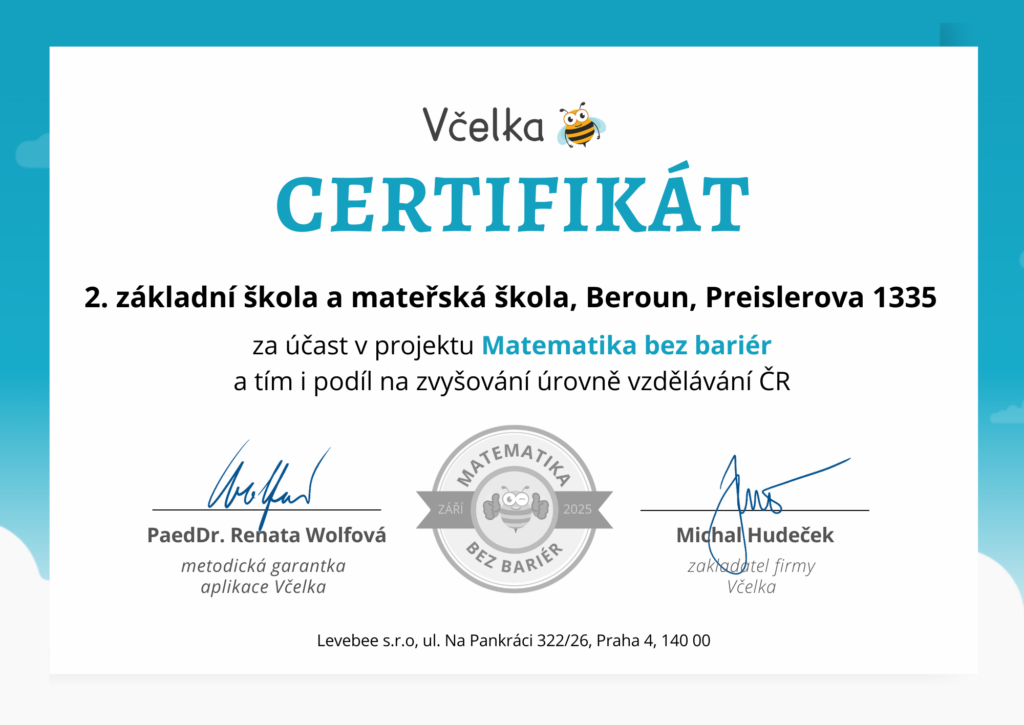 Certifikát Včelka